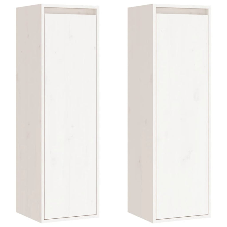 Wandkasten 2 st 30x30x100 cm massief grenenhout wit MeubelReus