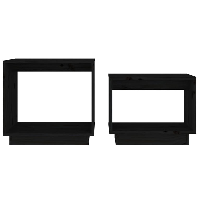 2-delige Salontafelset massief grenenhout zwart MeubelReus