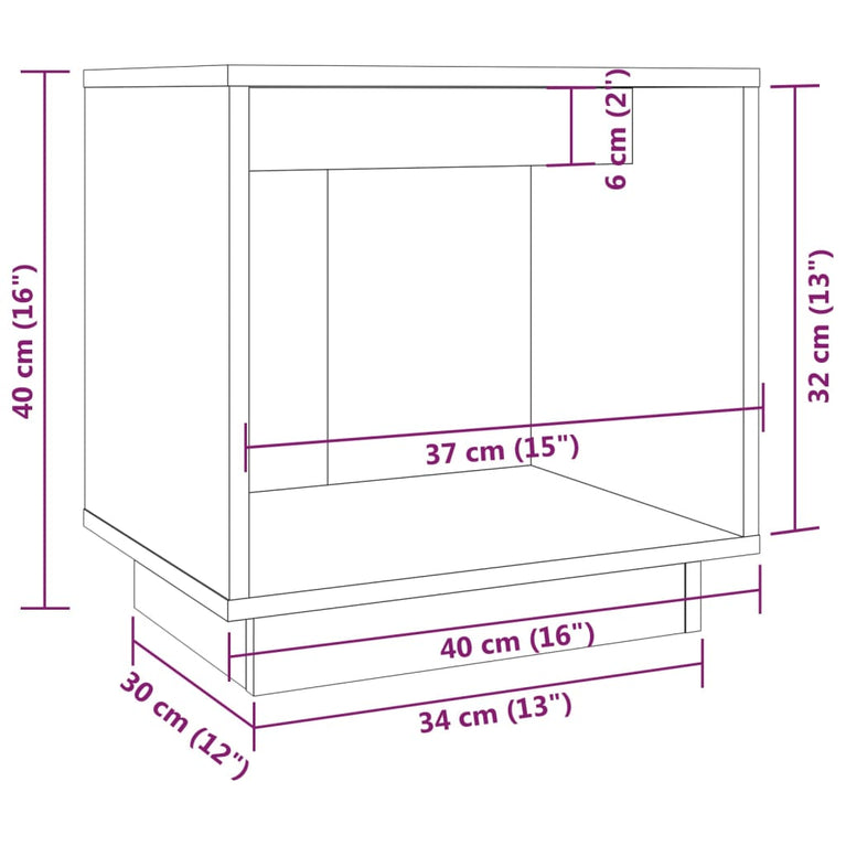 Nachtkastje 2 st 40x30x40 cm massief grenenhout MeubelReus