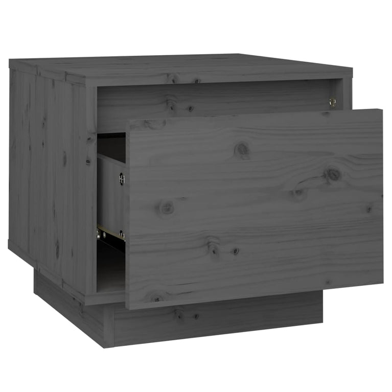 Nachtkastje 35x34x32 cm massief grenenhout grijs MeubelReus