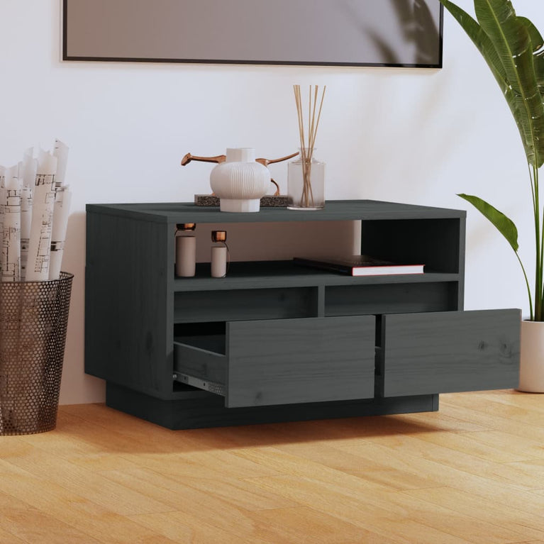 Tv-meubel 60x35x37 cm massief grenenhout grijs MeubelReus