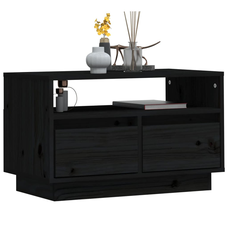 Tv-meubel 60x35x37 cm massief grenenhout zwart MeubelReus