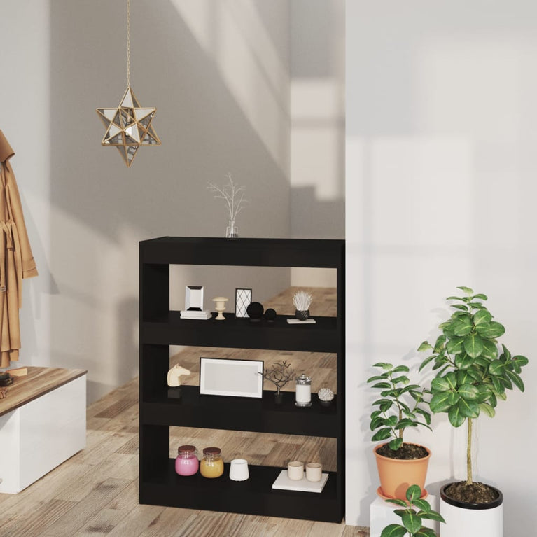 Boekenkast/kamerscherm 80x30x103 cm bewerkt hout zwart MeubelReus