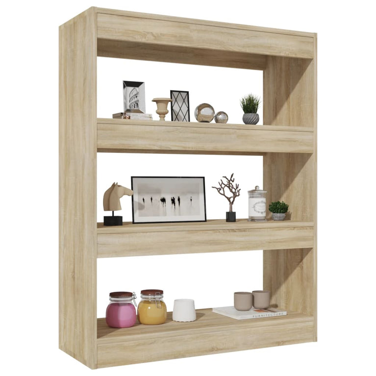 Boekenkast/kamerscherm 80x30x103 cm bewerkt hout sonoma eiken