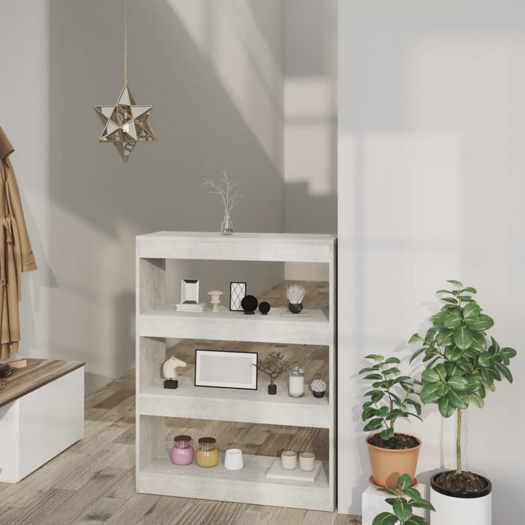 Boekenkast/kamerscherm 80x30x103 cm bewerkt hout betongrijs MeubelReus
