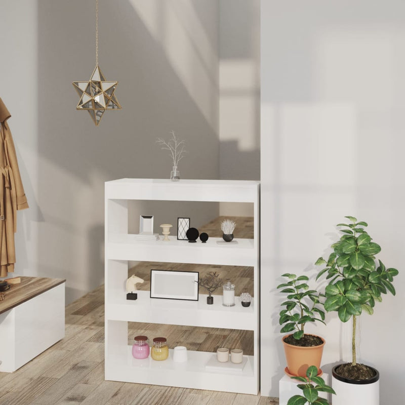 Boekenkast/kamerscherm 80x30x103 cm bewerkt hout hoogglans wit MeubelReus