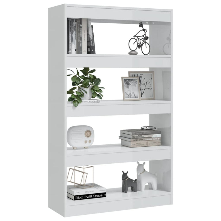 Boekenkast/kamerscherm 80x30x135 cm spaanplaat hoogglans wit MeubelReus