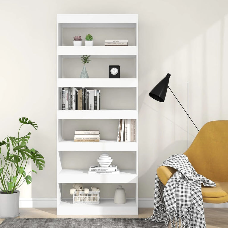 Boekenkast/kamerscherm 80x30x198 cm spaanplaat wit