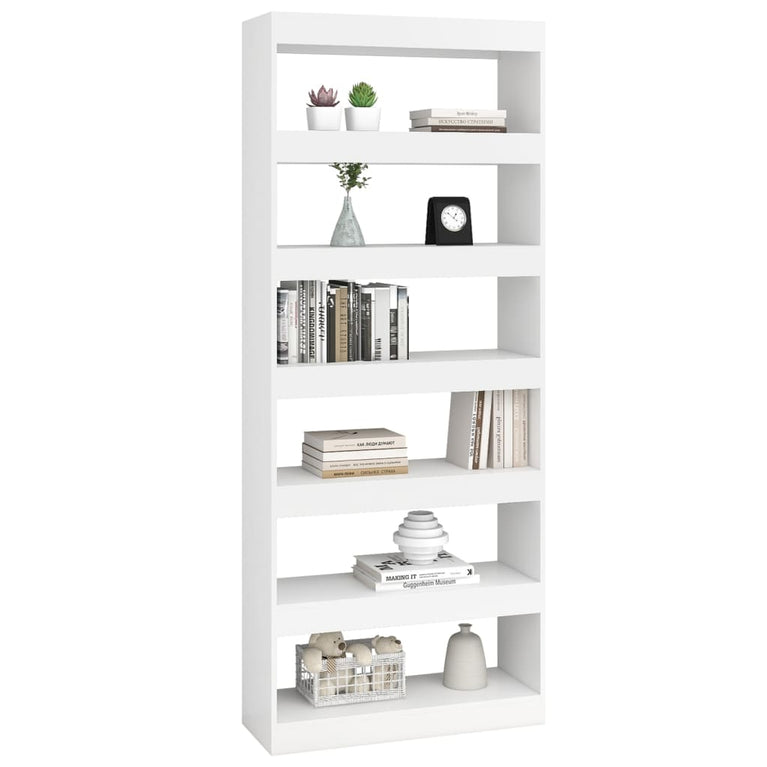 Boekenkast/kamerscherm 80x30x198 cm spaanplaat wit