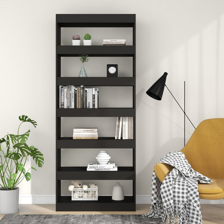 Boekenkast/kamerscherm 80x30x198 cm spaanplaat zwart MeubelReus