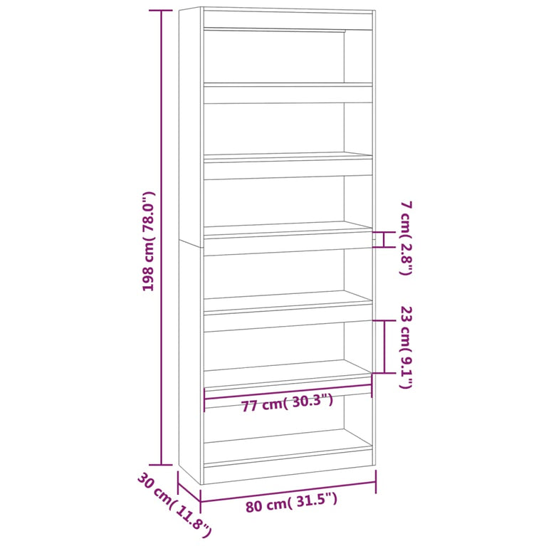Boekenkast/kamerscherm 80x30x198 cm spaanplaat zwart MeubelReus