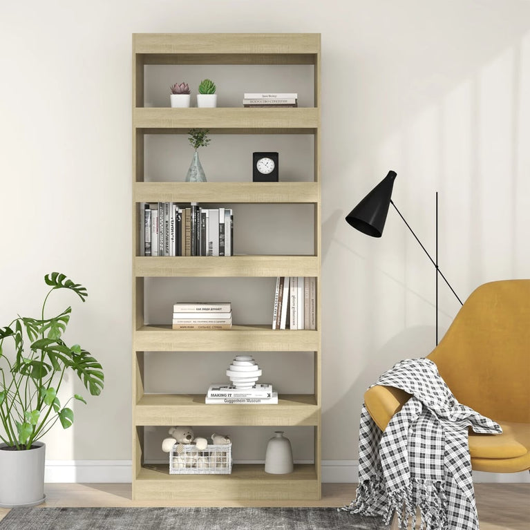 Boekenkast/kamerscherm 80x30x198 cm spaanplaat sonoma eiken MeubelReus