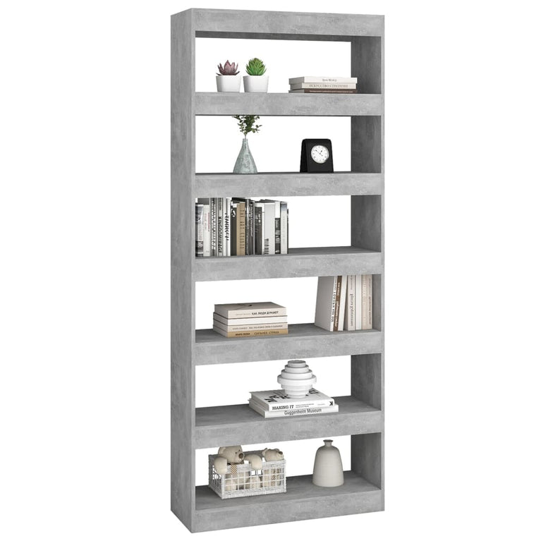 Boekenkast/kamerscherm 80x30x198 cm spaanplaat betongrijs MeubelReus