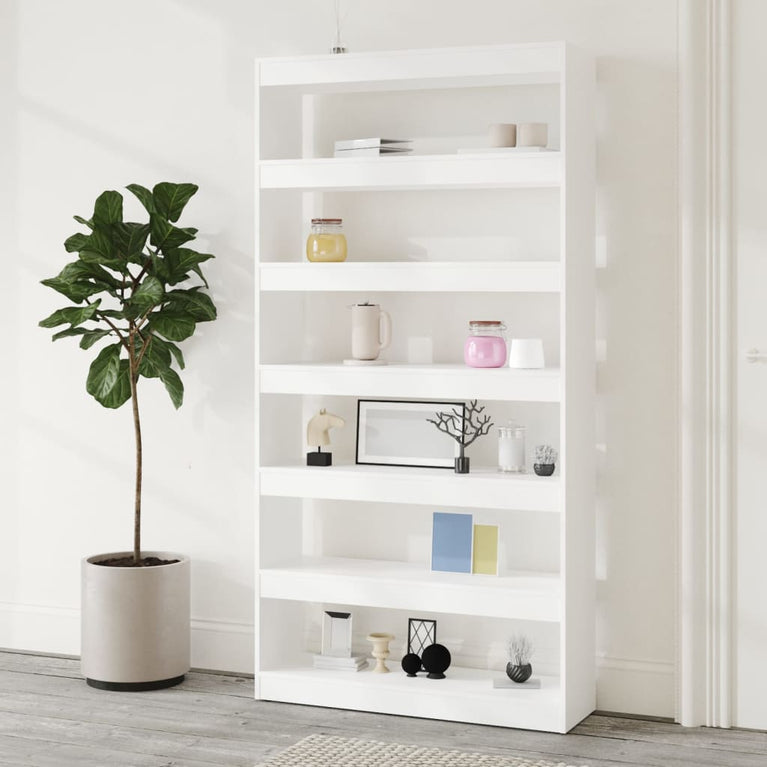 Boekenkast/kamerscherm 100x30x198 cm bewerkt hout wit MeubelReus