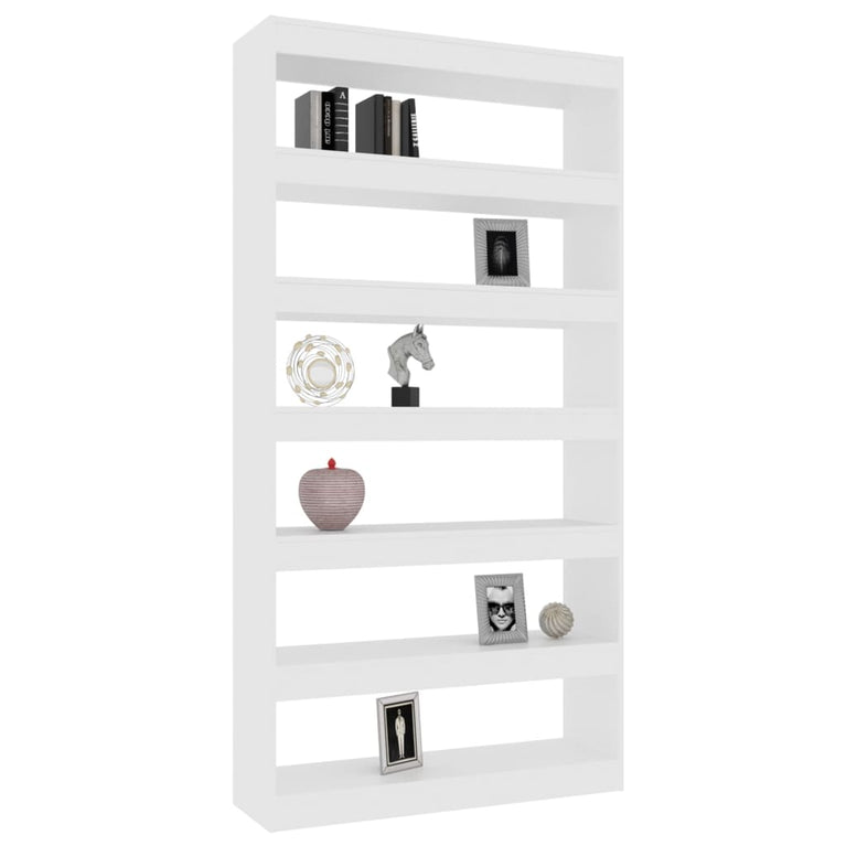 Boekenkast/kamerscherm 100x30x198 cm bewerkt hout wit MeubelReus