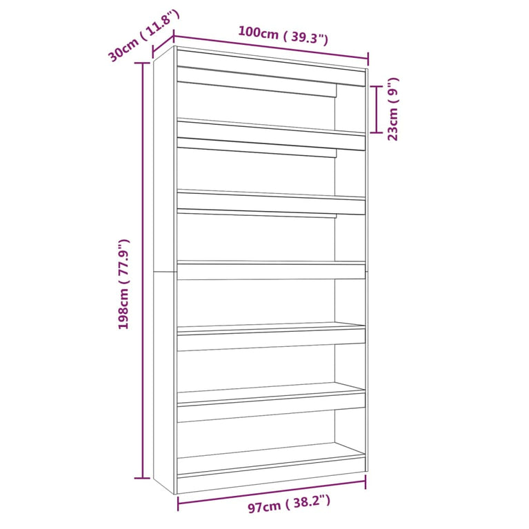 Boekenkast/kamerscherm 100x30x198 cm bewerkt hout wit MeubelReus