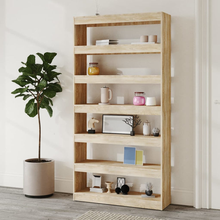 Boekenkast/kamerscherm 100x30x198 cm bewerkt hout sonoma eiken MeubelReus