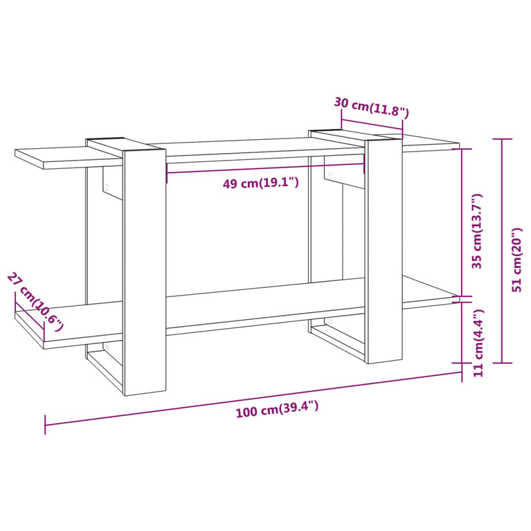 Boekenkast 100x30x51 cm bewerkt hout bruineikenkleurig MeubelReus