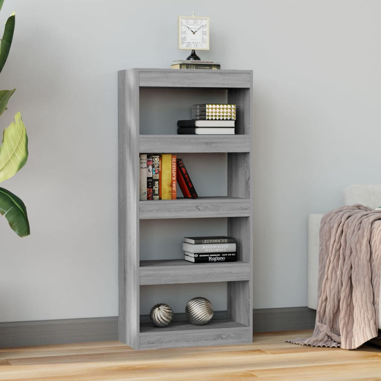 Boekenkast/kamerscherm 60x30x135 cm bewerkt hout grijs sonoma MeubelReus