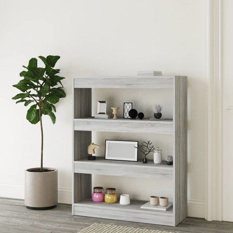 Boekenkast/kamerscherm 80x30x103 cm bewerkt hout grijs sonoma MeubelReus