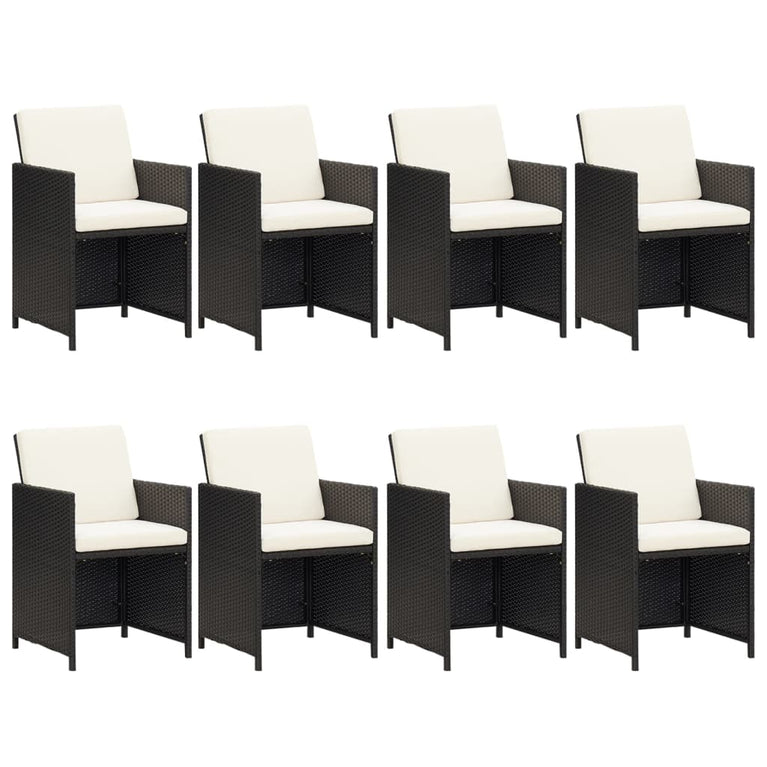 9-delige Tuinset met kussens poly rattan zwart MeubelReus