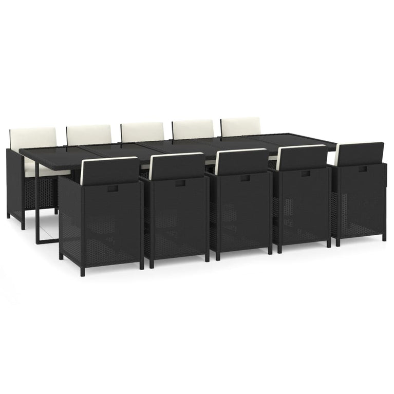 11-delige Tuinset met kussens poly rattan zwart MeubelReus