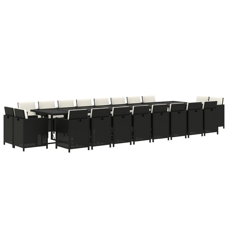 21-delige Tuinset met kussens poly rattan zwart MeubelReus