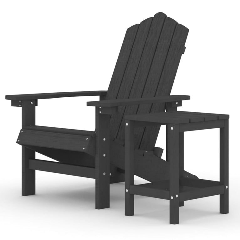 Tuinstoel Adirondack met tafel HDPE antracietkleurig MeubelReus