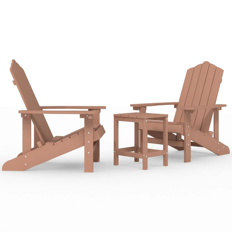Tuinstoelen Adirondack met tafel HDPE bruin MeubelReus
