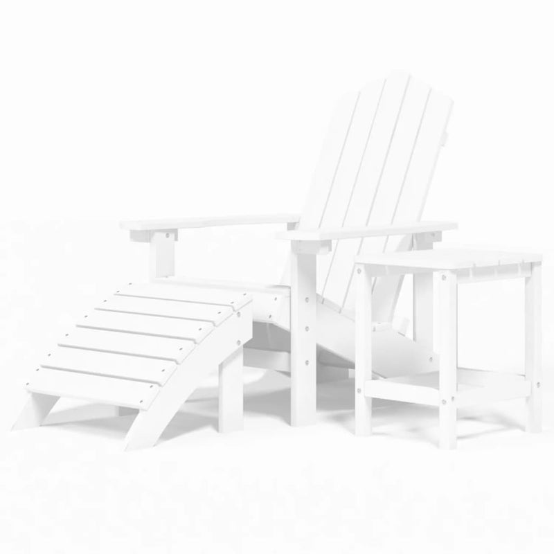 Tuinstoel Adirondack met voetenbank en tafel HDPE wit MeubelReus