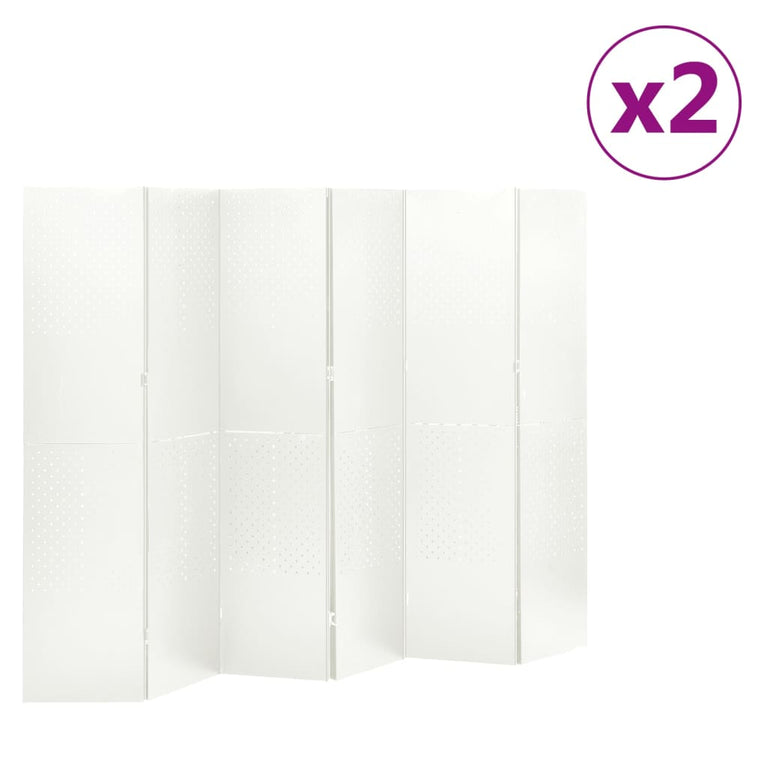 Kamerschermen 2 st met 6 panelen 240x180 cm staal wit MeubelReus
