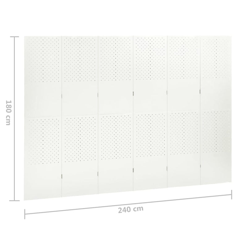 Kamerschermen 2 st met 6 panelen 240x180 cm staal wit MeubelReus