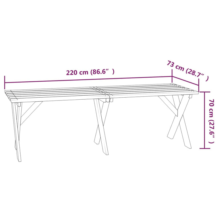 Tuintafel 220x73x70 cm geïmpregneerd grenenhout MeubelReus
