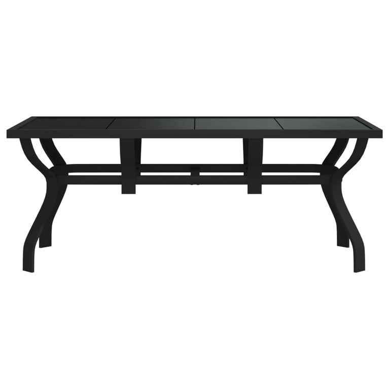 Tuintafel 180x80x70 cm staal en glas zwart MeubelReus