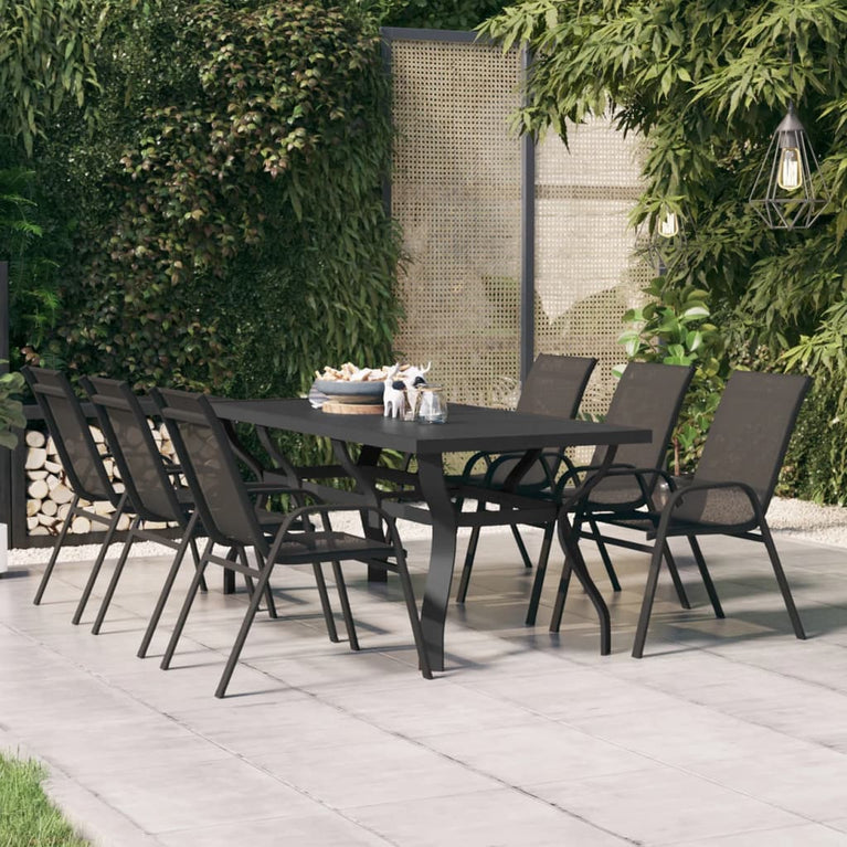 Tuintafel 180x80x70 cm staal en glas zwart MeubelReus