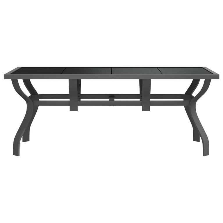Tuintafel 180x80x70 cm staal en glas grijs en zwart MeubelReus