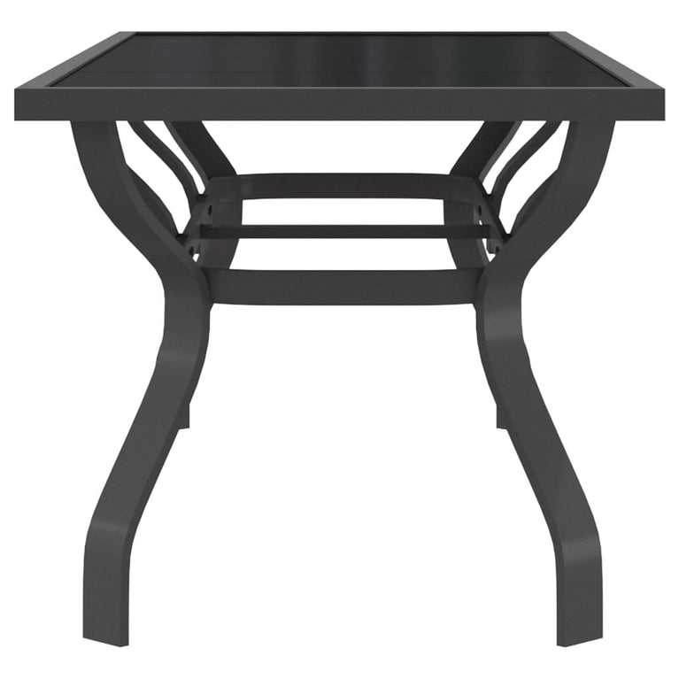 Tuintafel 180x80x70 cm staal en glas grijs en zwart MeubelReus