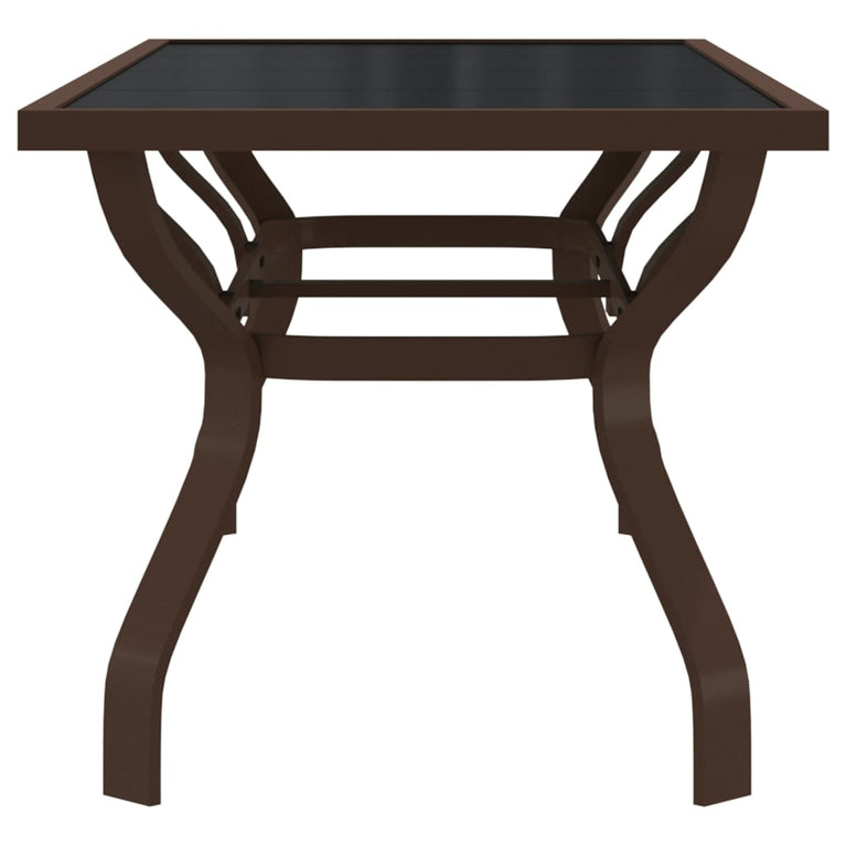 Tuintafel 180x80x70 cm staal en glas bruin en zwart MeubelReus
