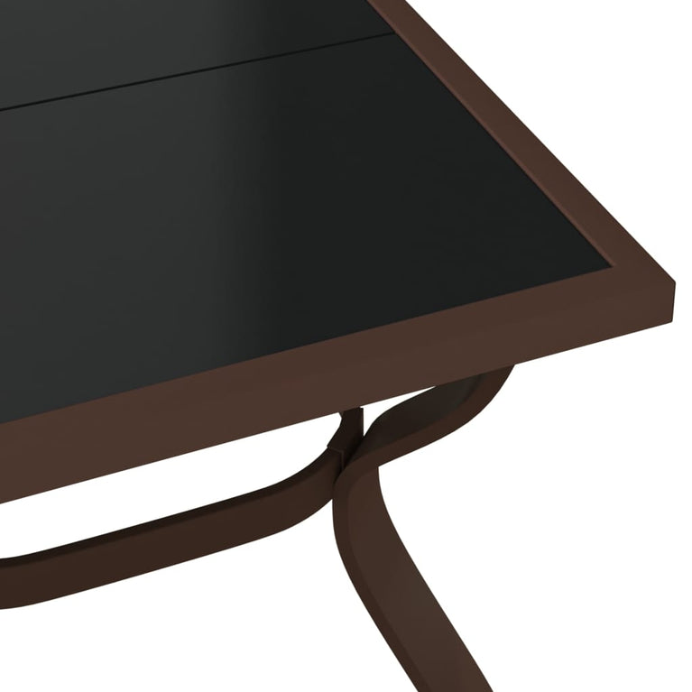 Tuintafel 180x80x70 cm staal en glas bruin en zwart MeubelReus