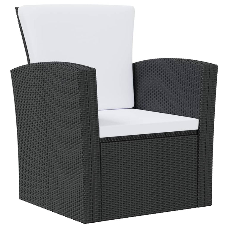 8-delige Loungeset met kussens poly rattan zwart MeubelReus