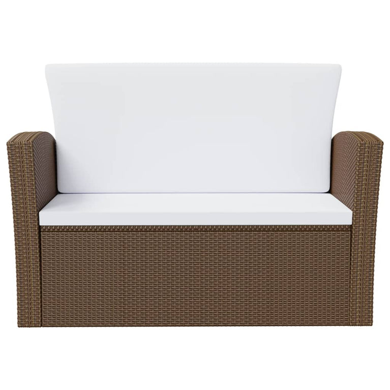 8-delige Loungeset met kussens poly rattan bruin