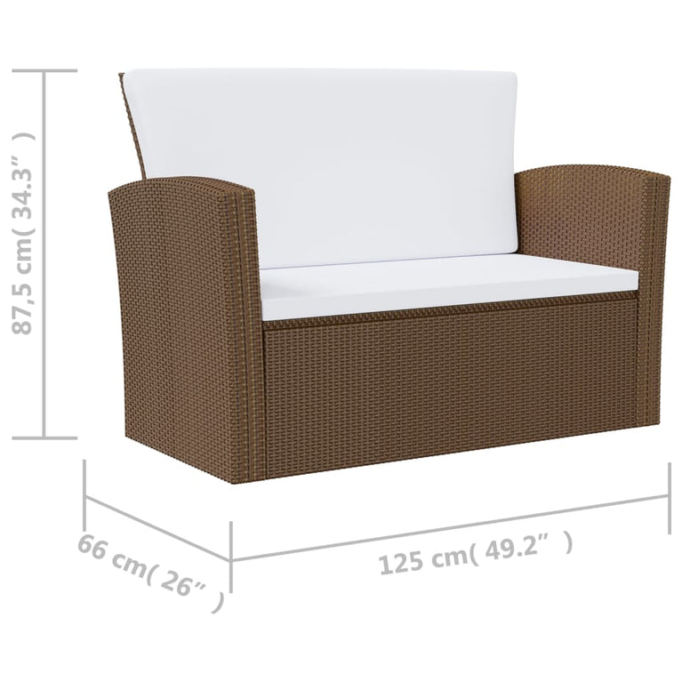 16-delige Loungeset met kussens poly rattan bruin MeubelReus
