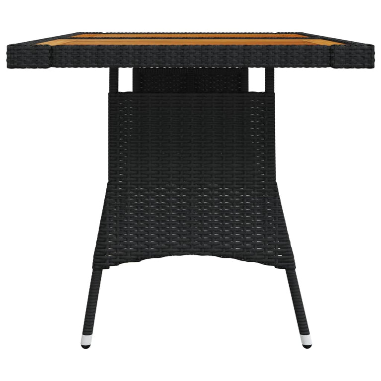 Tuintafel 130x70x72 cm poly rattan en massief acaciahout zwart MeubelReus