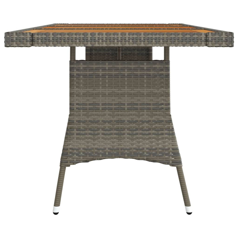 Tuintafel 160x70x72 cm poly rattan en massief acaciahout grijs MeubelReus