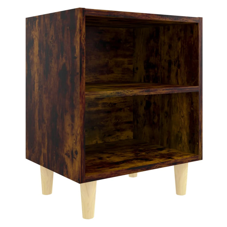 Nachtkastjes 2 st met houten poten 40x30x50 cm gerookt eiken MeubelReus