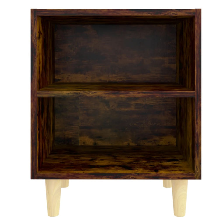 Nachtkastjes 2 st met houten poten 40x30x50 cm gerookt eiken MeubelReus