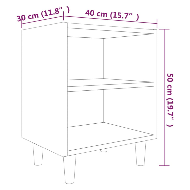 Nachtkastjes 2 st met houten poten 40x30x50 cm gerookt eiken MeubelReus