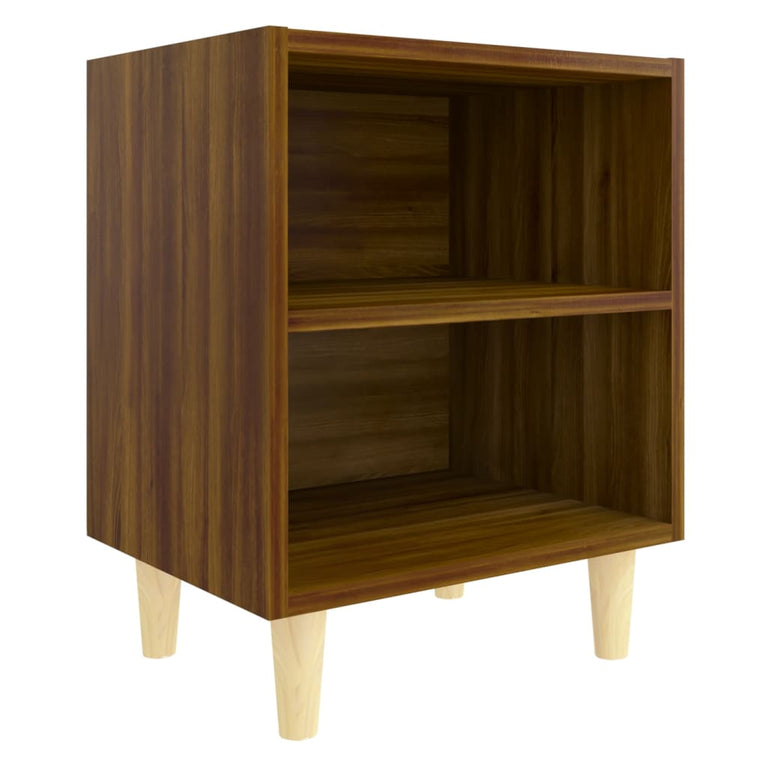 Nachtkastjes 2 st met houten poten 40x30x50 cm bruineikenkleur MeubelReus
