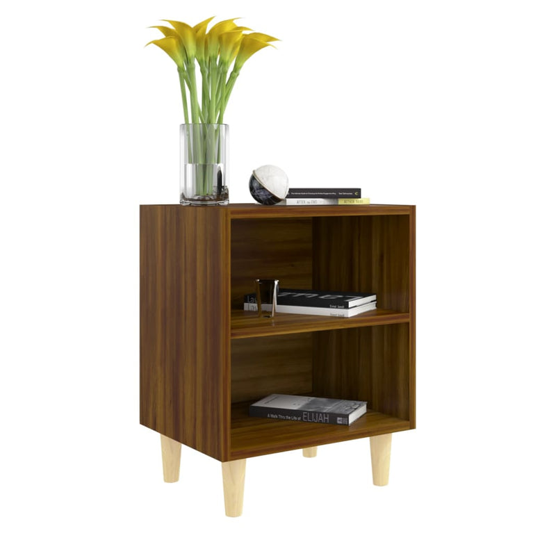 Nachtkastjes 2 st met houten poten 40x30x50 cm bruineikenkleur MeubelReus