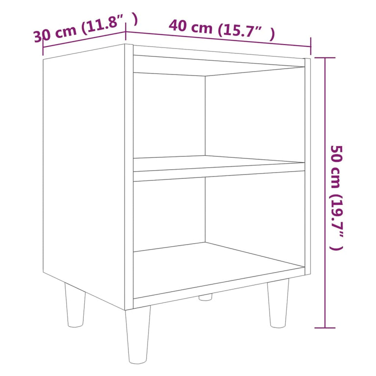 Nachtkastjes 2 st met houten poten 40x30x50 cm bruineikenkleur MeubelReus